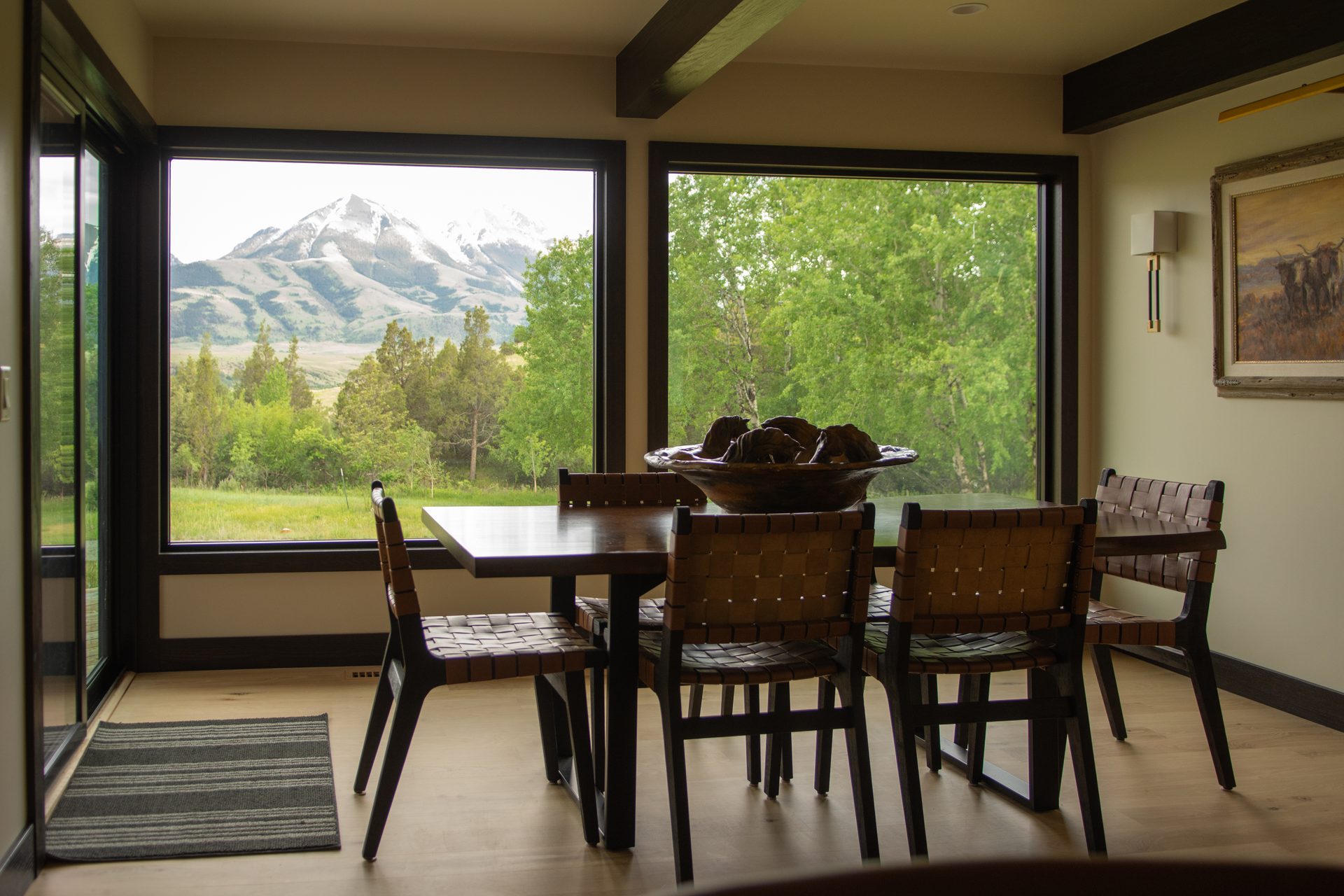 Dining room with mountain view