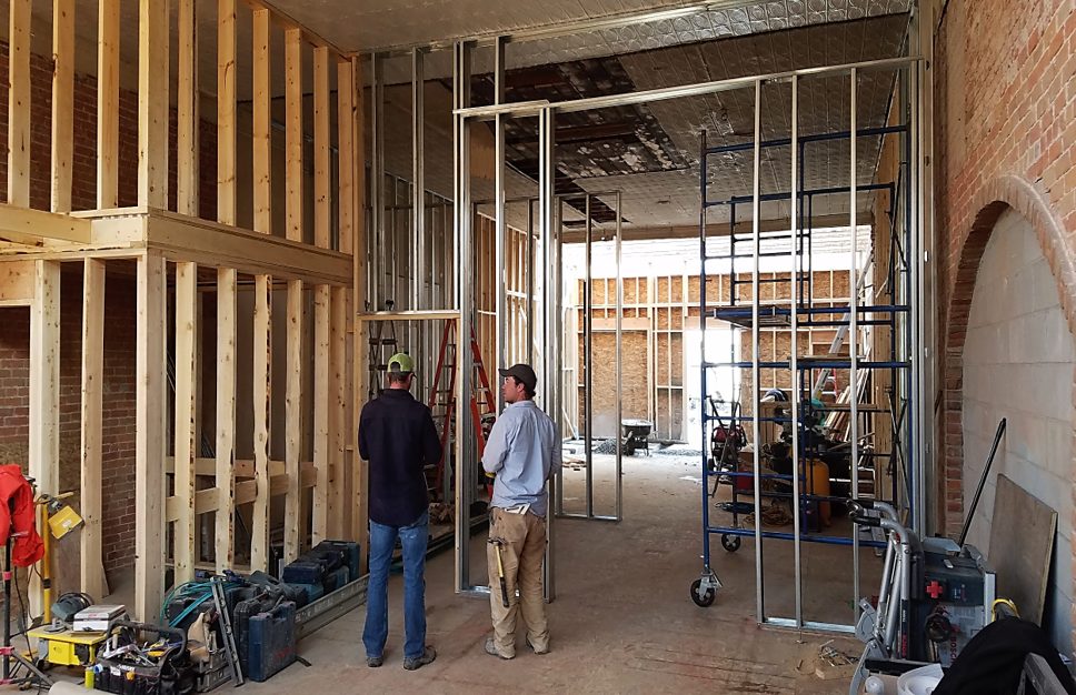 Basecamp crew at work — Cluck Downtown renovation