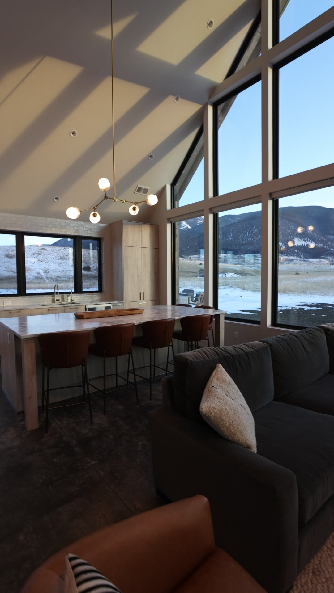 Open plan living at sunset