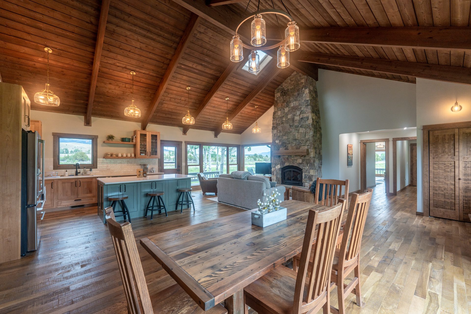 Osprey interior — open living and kitchen